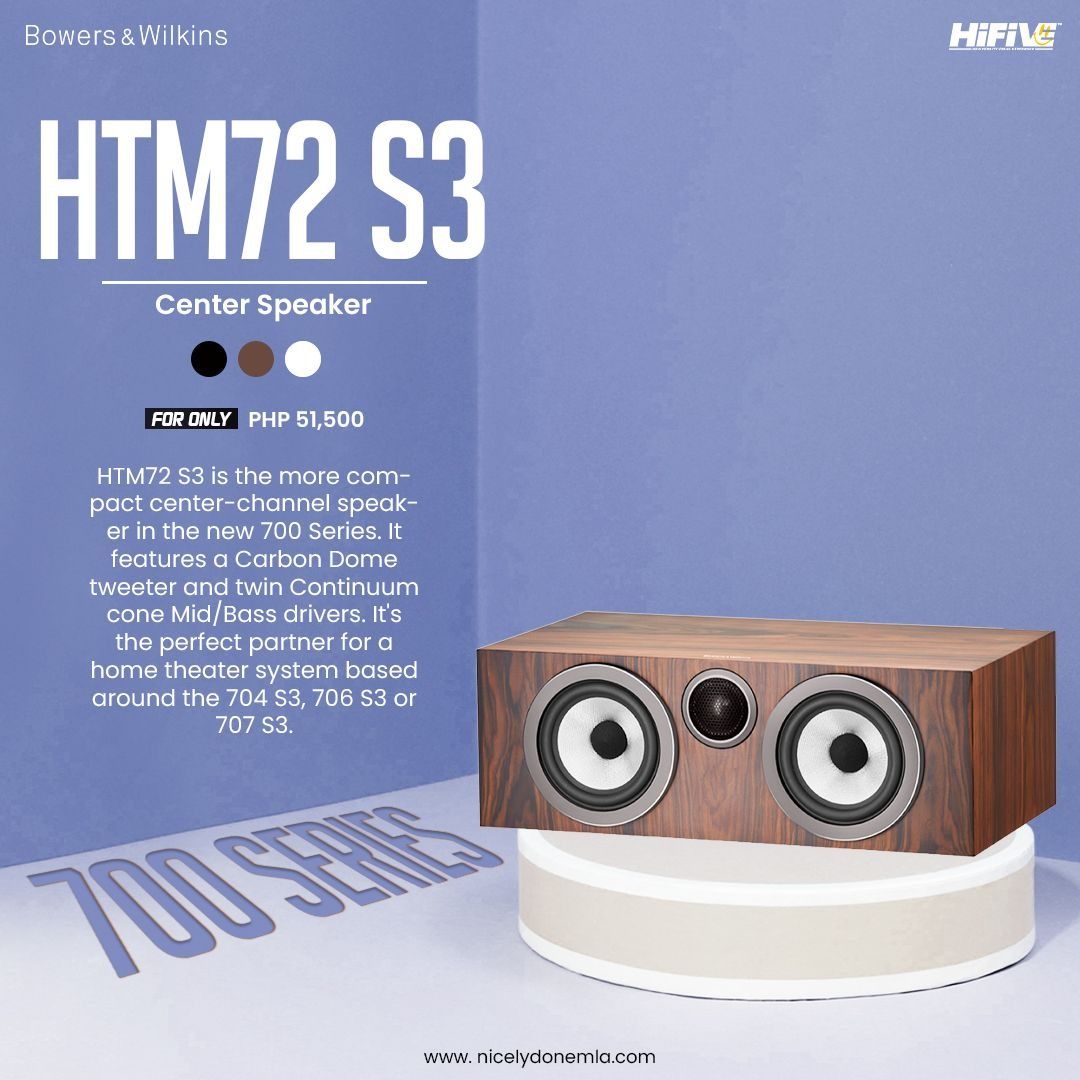 Bowers & Wilkins HTM72 S3 Center Speaker (Category: Soundbars, Speakers & Amplifiers) located in Quezon City. Submitted by hifivebynicelydone (Listing ID 1434897686, Image 1). Description: Compact but seriously refined. The HTM72 S3 delivers clear vocals and detailed sound—perfect for building a clean, premium home theater setup. 🎬🎶 Balanced, powerful, and made to match your 700 Series system. 👌 💬 Want to hear it yourself? 📩 Message us to in