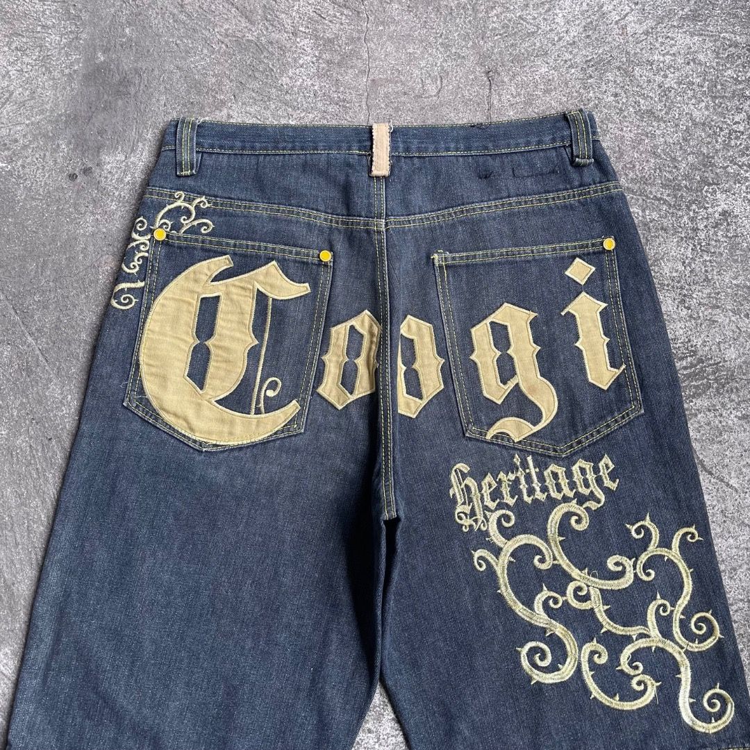 Coogi Heritage Embroidery Denim Short (Category: Shorts) located in Quezon City. Submitted by ykgdrip (Listing ID 1434844008, Image 3). Description: Excellent Condition waist: 36 length: 26 leg opening: 12 Issue: lost leather patch.