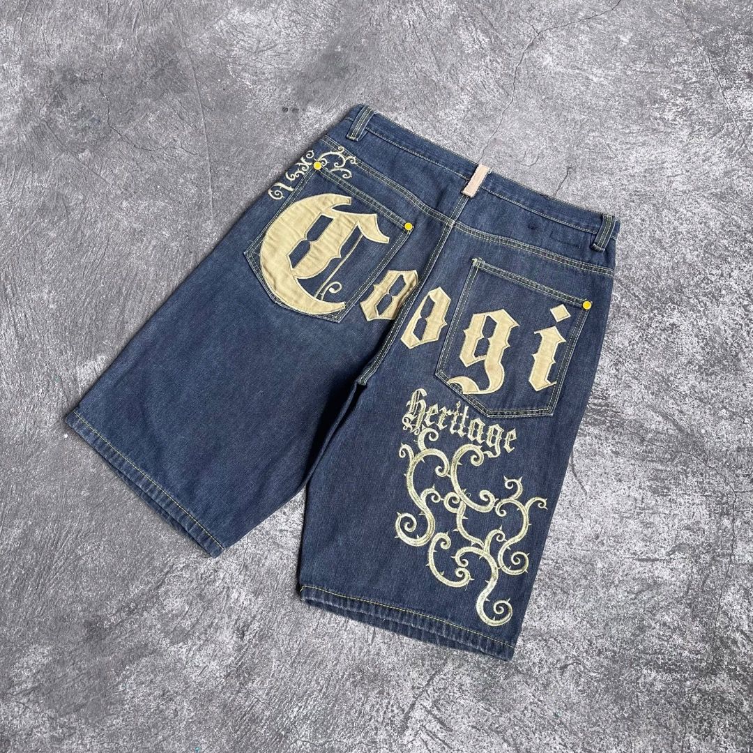 Coogi Heritage Embroidery Denim Short (Category: Shorts) located in Quezon City. Submitted by ykgdrip (Listing ID 1434844008, Image 2). Description: Excellent Condition waist: 36 length: 26 leg opening: 12 Issue: lost leather patch.