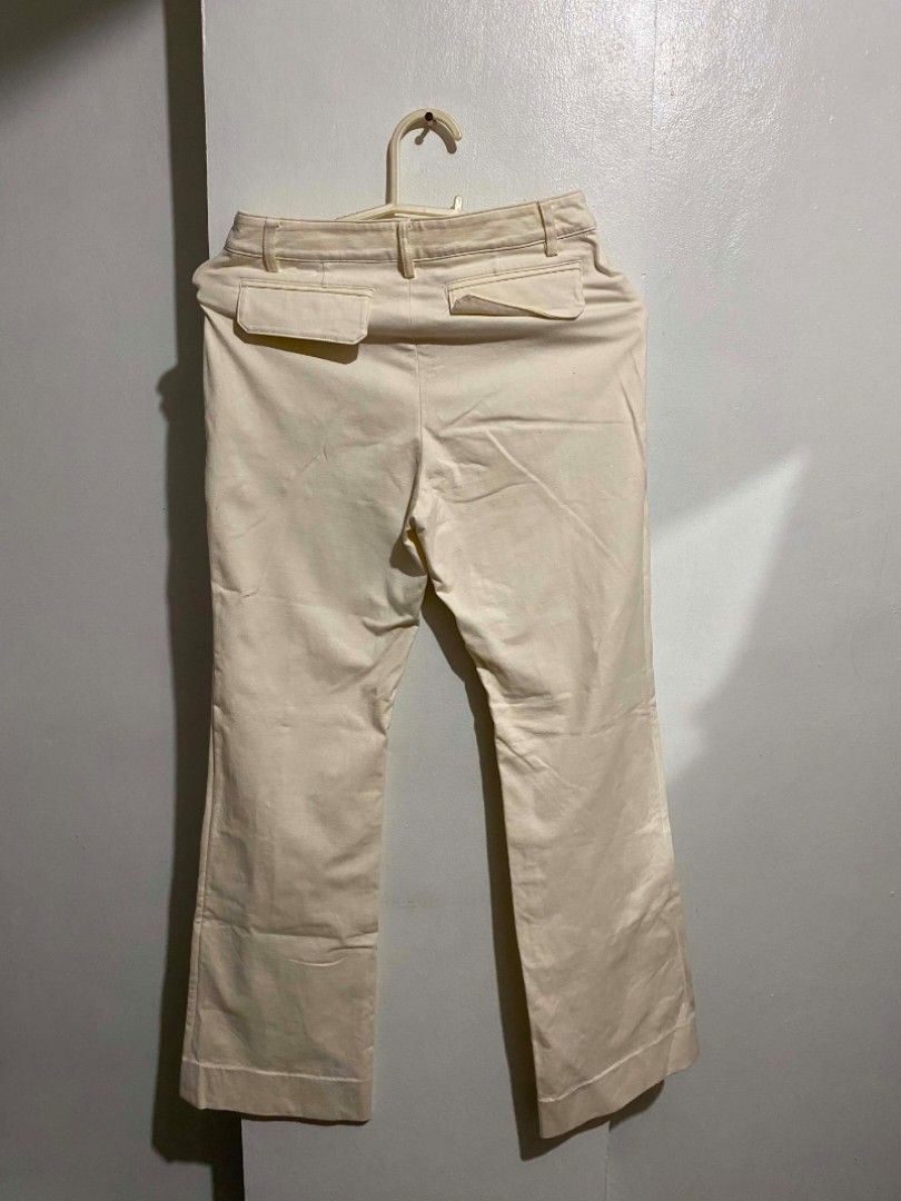 Cream-colored Flare Pants (Category: Other Bottoms) located in Manila. Submitted by rein.dcltr (Listing ID 1434961007, Image 2). Description: - Cream-colored flare pants - Linen cotton fabric - Classic design, flattering fit - Front seam detail - Back pocket design - Well-maintained condition.