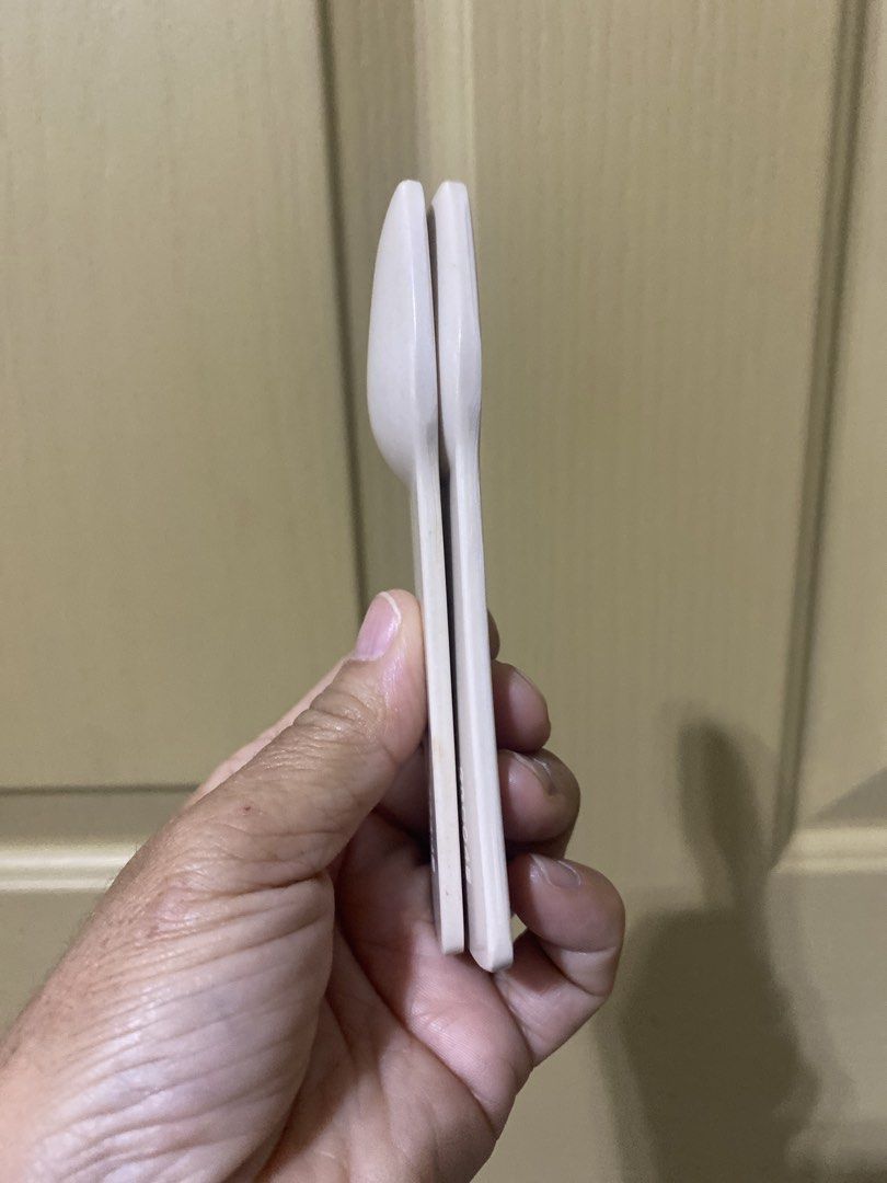 Cream-colored Plastic condiment Spoons (Category: Dinnerware & Cutlery) located in Marikina City. Submitted by lay_away_ok (Listing ID 1434809294, Image 3). Description: - Set includes two cream-colored plastic spoons. - Features a simple, functional design. - Rounded bowl and long, flat handle. - Made of durable plastic. - Suitable for various uses..