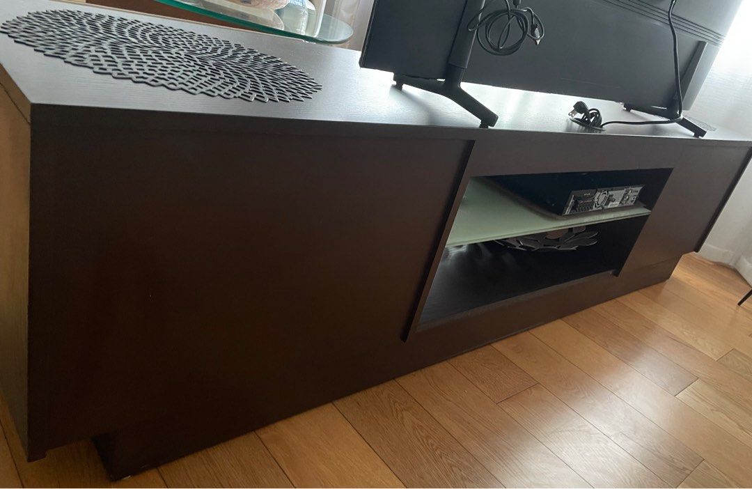 Custom Made Mid Century TV Console / Media Cabinet (Category: TV Consoles) located in Taguig. Submitted by maomj (Listing ID 1434811654, Image 2). Description: Description: Custom-made TV console, not mass-produced Original cost around ₱50,000 Well maintained, quality build, sturdy and functional Ample storage with drawers and open shelving Mid-century modern inspired design Ideal for condo living / living room setup.