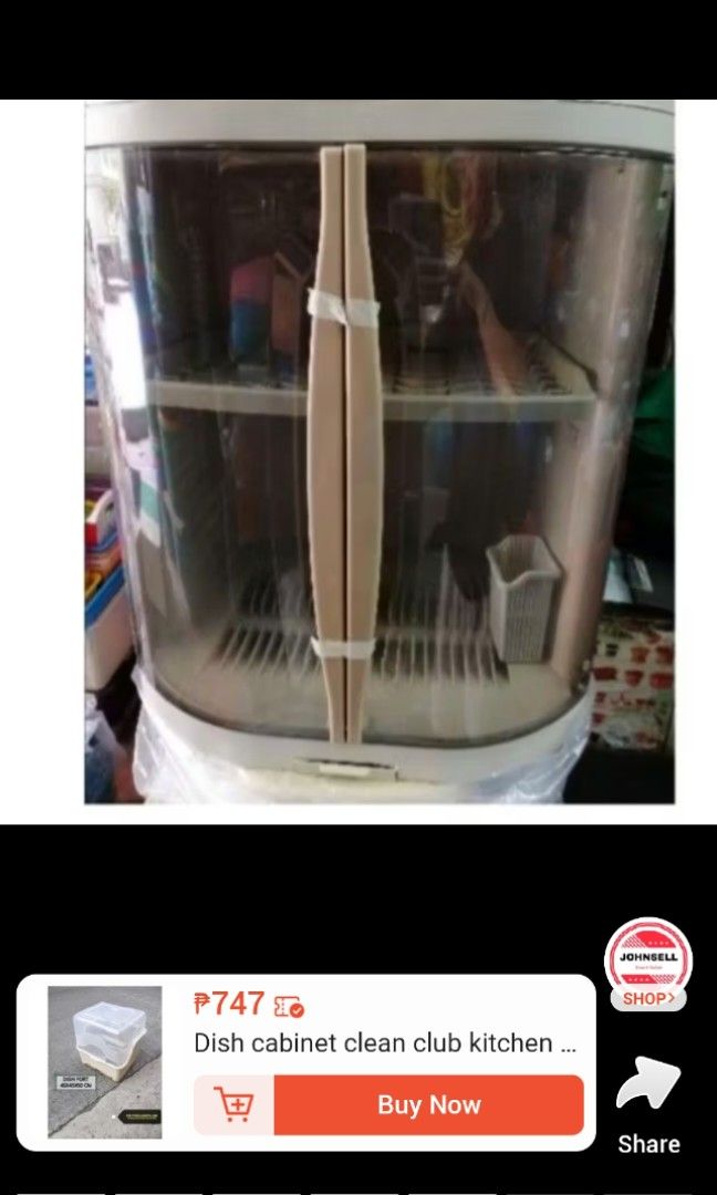 Dish cabinet Dish Rack (Category: Other Kitchenware & Tableware) located in Caloocan City. Submitted by Pisces0307 (Listing ID 1434864821, Image 3). Description: ✅️3 layer dish cabinet ✅️ See through door cover ✅️ Utensil drawer for kitchen tools ✅️Plus size for maximum storage ✅️Size 50 x 36.5x 73 cm RFS: magupgrade lang. may damage konti sa door, yung sa part na bukasan at sarahan (2nd photo) - and usual wear and tear dahil sa paggamit 😊 wala 