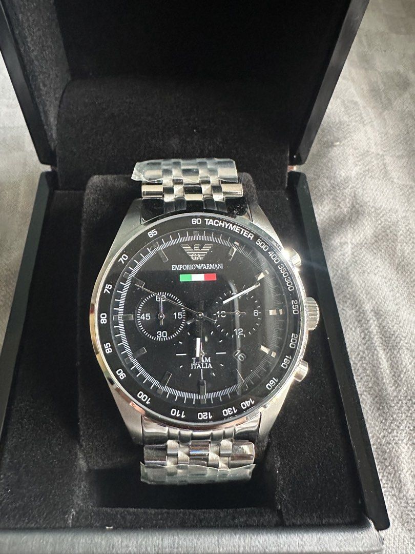 Emporio Armani Watch AR5983 (Category: Men's Watches) located in Quezon City. Submitted by stingray3187 (Listing ID 1434813338, Image 1). Description: Original Emporio Armani watch AR5983 Team Italia Chronograph Watch Steel (Limited Edition) Brand new and sealed Never been worn Complete with Box and certificate and manual Reason: Need funds for emergency Price: Php 13,500 Loc: Quezon City Pwede din po ipalalamove sa malalayo .