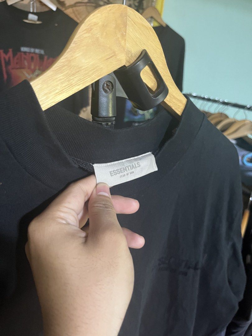 Essentials Fear of God Black T-shirt (Category: Tshirts & Polo Shirts ) located in Quezon. Submitted by shirthappens01 (Listing ID 1434884941, Image 3). Description: - Fear of God Essentials T-shirt - Features Essentials logo (back) and brand name (front) - Crew neck - Short sleeves.