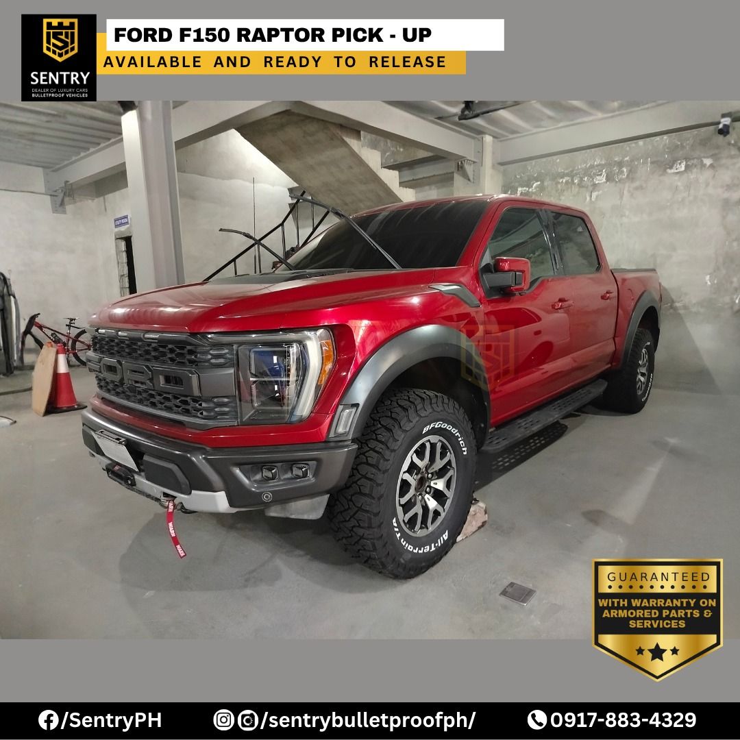 Ford 2021 Raptor F150 Auto (Category: Used Cars) located in Quezon City. Submitted by sentrybulletproofph (Listing ID 1434865965, Image 2). Description: 2021 FORD F150 RAPTOR ENGINE: High-Output 3.5L EcoBoost V6 TRANSMISSION: 10-speed shiftable automatic DRIVETRAIN: Four-wheel drive (4WD) LAST NO. OF PLATE: 6 MILEAGE: 15,000KM ALL STOCK.