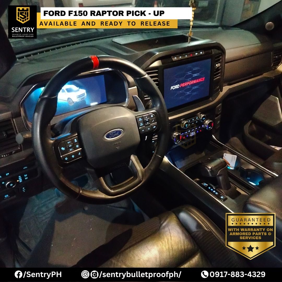 Ford 2021 Raptor F150 Auto (Category: Used Cars) located in Quezon City. Submitted by sentrybulletproofph (Listing ID 1434865965, Image 3). Description: 2021 FORD F150 RAPTOR ENGINE: High-Output 3.5L EcoBoost V6 TRANSMISSION: 10-speed shiftable automatic DRIVETRAIN: Four-wheel drive (4WD) LAST NO. OF PLATE: 6 MILEAGE: 15,000KM ALL STOCK.