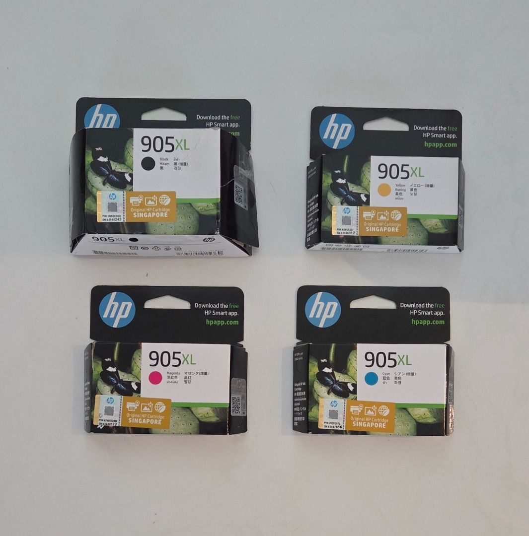 HP 905XL Ink Cartridges - Black, Yellow, Magenta, Cyan