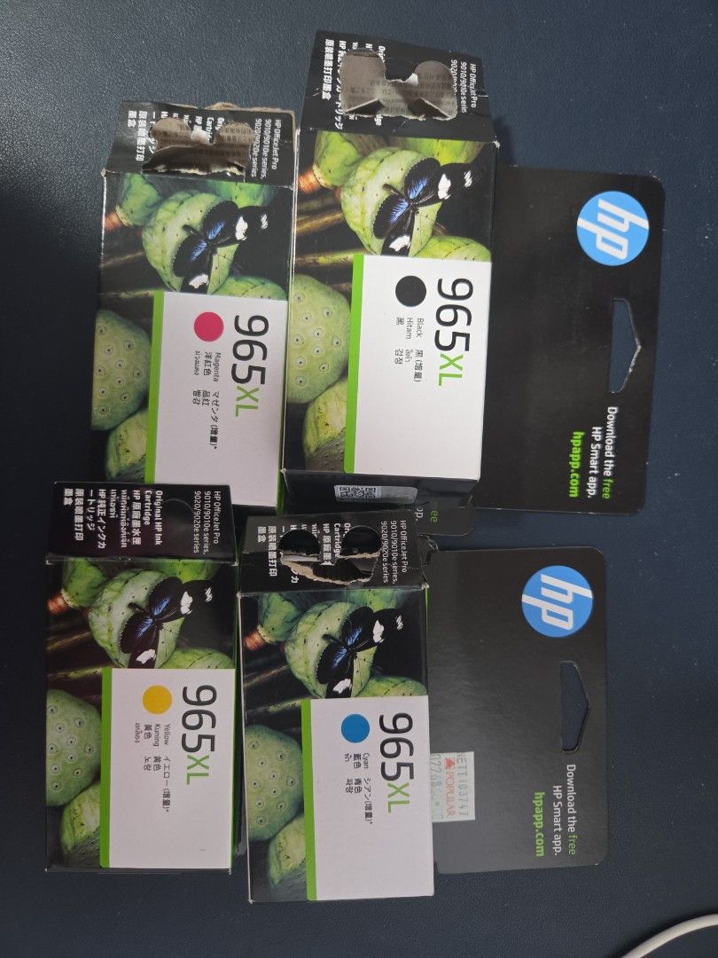 HP 965XL Ink Cartridges - Black, Cyan, Magenta, Yellow