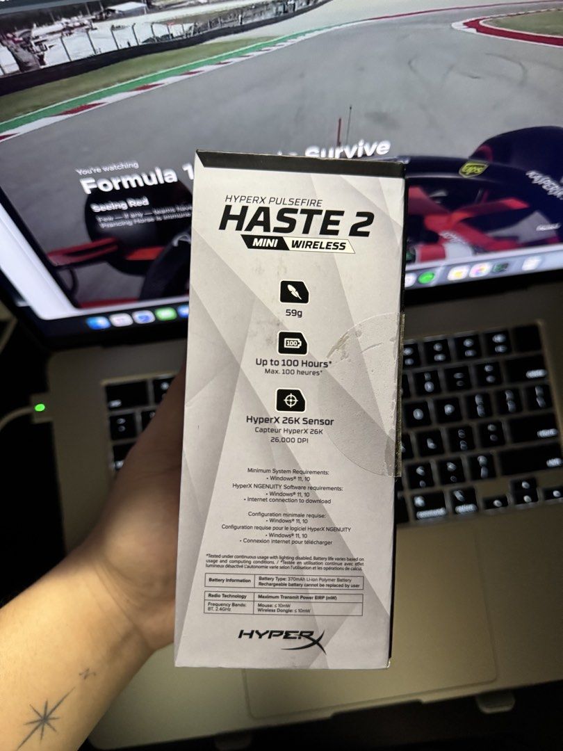 Hyperx Pulsefire Haste 2 Mini (Wireless) (Category: Mouse & Mousepads) located in Quezon City. Submitted by zekeyyy (Listing ID 1434973671, Image 2). Description: ✔️Condition: 9/10 (has slight delay already when in bluetooth connection) ✔️Well-used (mostly for work) ✔️RFS: not using anymore + it doesn't connect to macbook ✔️Price is negotiable. But low ballers will NOT be entertained ✔️SDD available (Grab/Lalamove); if outside MM (LBC/GogoXpress)