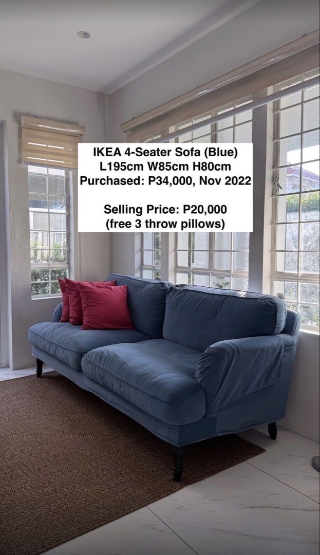 IKEA 4-Seater Sofa (with 3 free pillows) (Category: Sofas) located in Manila. Submitted by mrsgee08 (Listing ID 1434942992, Image 1). Description: .