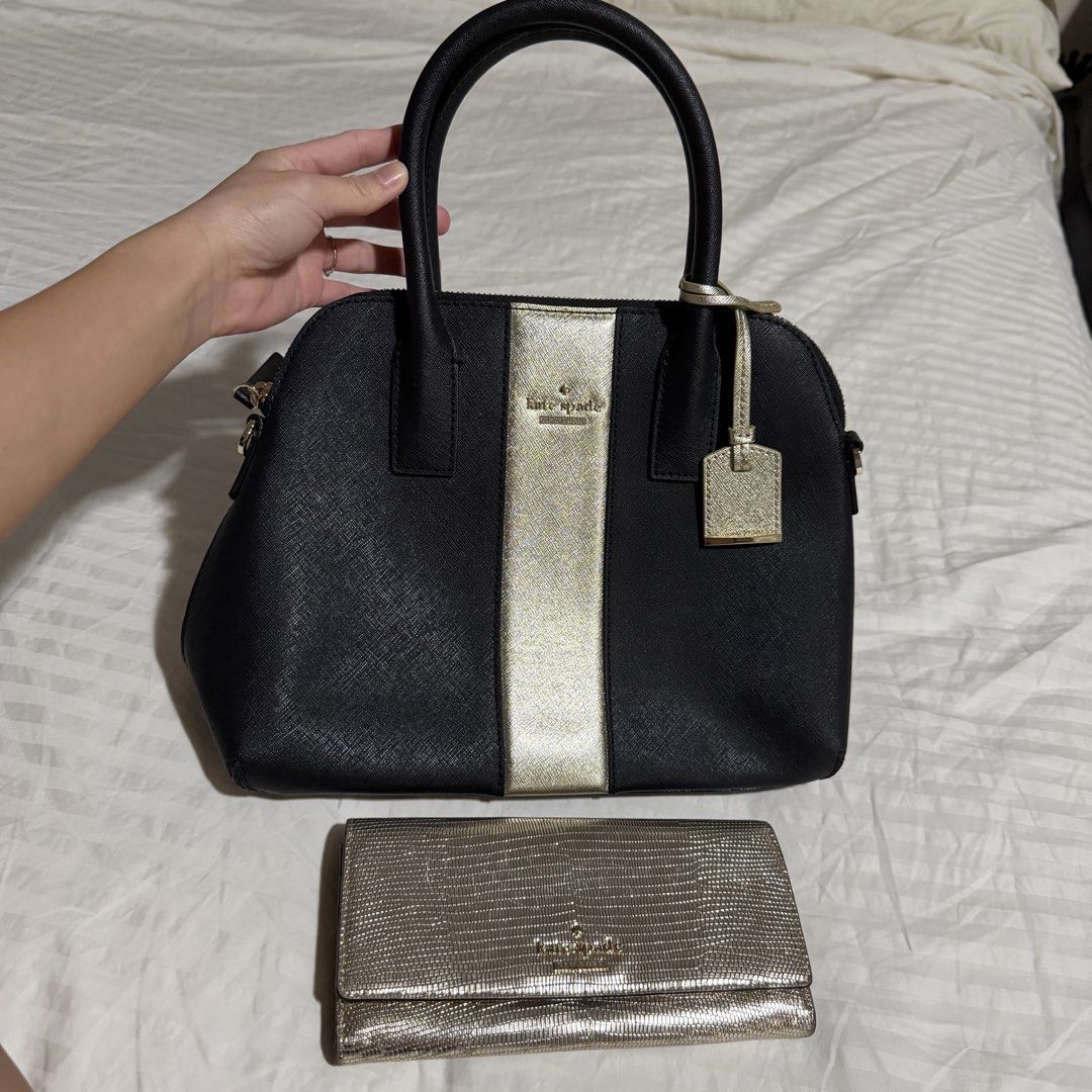 Kate Spade Bag & Wallet Bundle (Category: Luxury Bags & Wallets) located in Makati City. Submitted by yourtreasureparadise (Listing ID 1434964709, Image 1). Description: Bag has no call out, no issue. Does not come with sling strap. Wallet in great condition too, just coin residue on coin slot. Available until May 2 only.