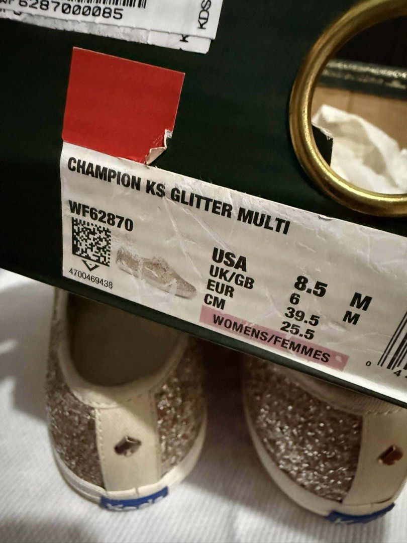 Keds x Kate Spade Champion KS Glitter Multi (Category: Sneakers) located in Makati City. Submitted by sun.toes (Listing ID 1434897145, Image 2). Description: - Keds x Kate Spade Champion KS Glitter Multi - US Size: 8.5 - EUR Size: 39.5 - UK Size: 6.