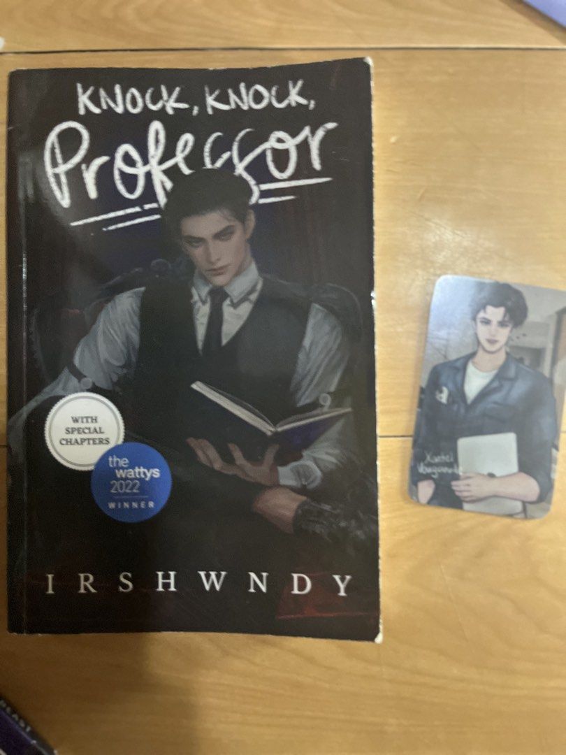 Knock, Knock, Professor FOR SALE (Category: Storybooks) located in Caloocan City. Submitted by mafiyami (Listing ID 1434895680, Image 1). Description: - 'Knock, Knock, Professor' by Irshwndy - Includes a photocard with the same character Loc: santolan pasig city metro manila, i can handle shipping fee if you get 2 or more books/kpop albums Tags: books, PSICOM, bl, straight, romance, rom-com, spicy, school, dark romance, +18, photocard, bookmark .