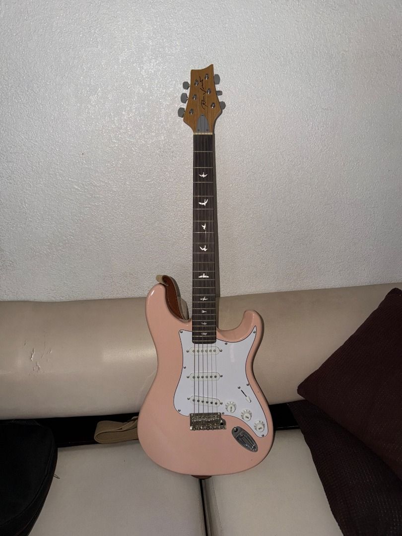 Pink Electric Guitar, Strap, and Amplifier (Starter pack) (Category: Musical Instruments) located in Paranaque City. Submitted by seaweedbrainnss (Listing ID 1434815154, Image 2). Description: -RJ Guitars Basic Electrics - Skycaster Electric Guitar (Stratocaster) = ₱5,499 - RJ Basics Electric Guitar Amplifier - 15 Watts = ₱2,499 - Taylor TaylorWare GS Mini Guitar Strap - Tan = ₱1640 TOTAL = PHP 9639 Used for a few music lessons, no flaws..