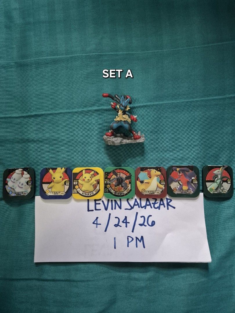 POKEMON TCG MEGA LUCARIO FIGURE SETS (Category: Figurines & Statues) located in Guiguinto. Submitted by Levinthings (Listing ID 1434871584, Image 1). Description: For SALE: Pokemon TCG Mega Lucario figure set: - Set A - Set B > Price: 1400 Each > Condition: Like New > Location: Guiguinto, Bulacan > Payment: Gcash/Maya/Bank transfer > Deliver: JnT/Lalamove, etc. (shouldered by buyer) * Cross-posted in other platform.
