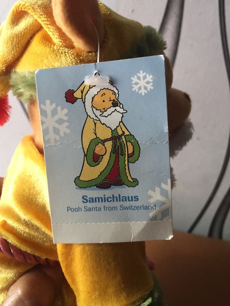 Pooh Santa from Switzerland (Category: Plushies & Soft Toys) located in Antipolo. Submitted by gclassy (Listing ID 1434994128, Image 3). Description: good condition rfs decluttering.