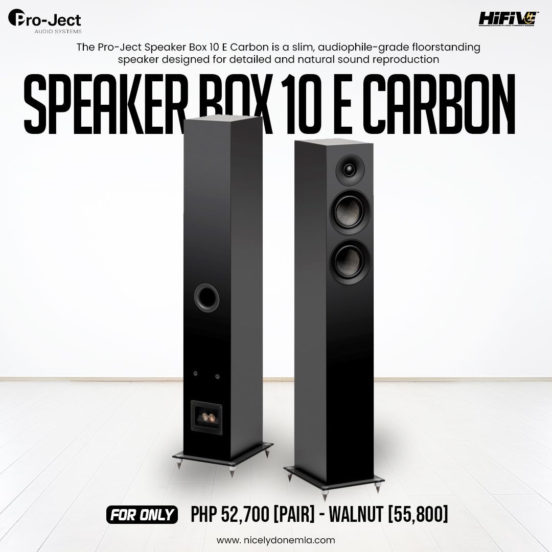 Pro-Ject Speaker Box 10 E Carbon (Category: Soundbars, Speakers & Amplifiers) located in Quezon City. Submitted by hifivebynicelydone (Listing ID 1434882252, Image 1). Description: Clean, slim, and built for serious listening. The Speaker Box 10 E Carbon delivers detailed, natural sound with a refined audiophile tuning—perfect for both music and movies. ✨ Elegant design that fits any setup 🔊 Balanced, detailed sound performance 🏠 Ideal for livi