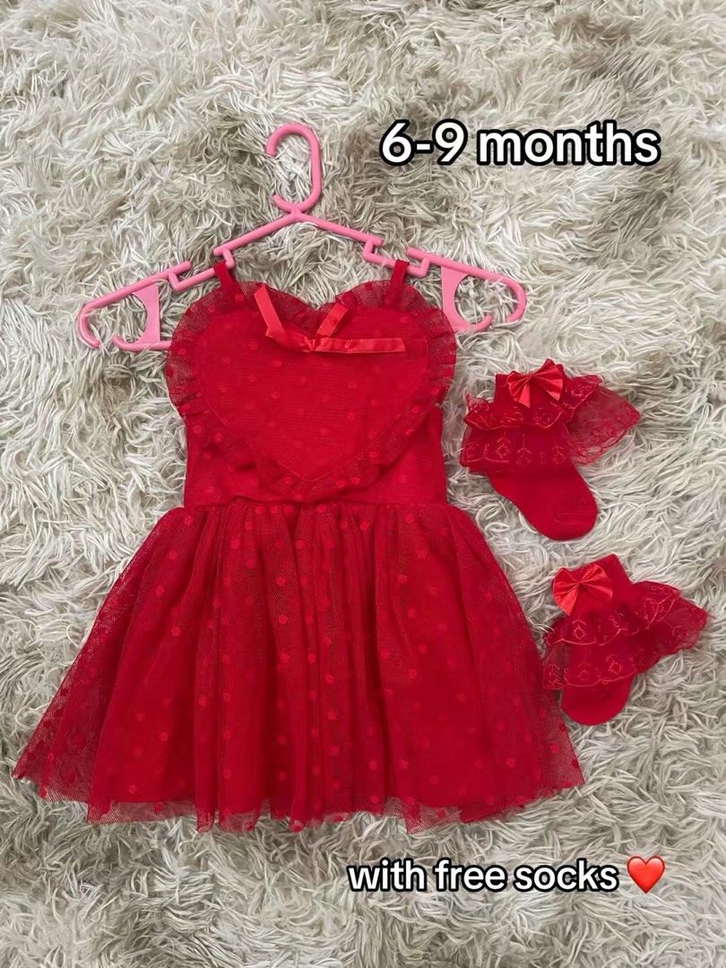 Red Heart-Shaped Dress (Category: Dresses) located in Calamba. Submitted by eli.chu (Listing ID 1430602106, Image 1). Description: with free socks.