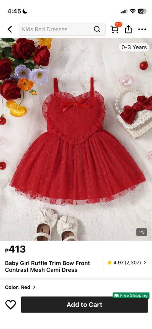 Red Heart-Shaped Dress (Category: Dresses) located in Calamba. Submitted by eli.chu (Listing ID 1430602106, Image 2). Description: with free socks.