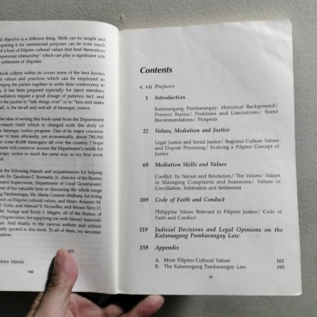 Skills and Values in Barangay Justice (Category: Textbooks) located in Antipolo. Submitted by serjyms (Listing ID 1434908341, Image 3). Description: Skills and Values in Barangay Justice Antonio E. Orendain, II Alpha Omega Publications 1989, Paperback, 157 pages Selling Price: PHP 299+sf Authentic Copy, Good Condition (with dents, tears, writing on the cover, light water stain) Location: Antipolo City, Rizal Mode of Payment: GCash Mode of Deliver