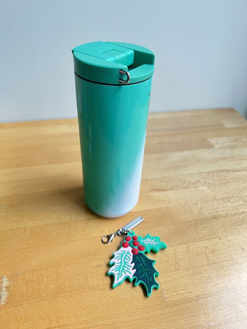 Starbucks 2024 Christmas Vacuum Insulated Tumbler with Holly Charm 12oz (Category: Water Bottles & Tumblers) located in Quezon City. Submitted by prebyflo (Listing ID 1434913874, Image 3). Description: Bought in the US Limited Edition Gradient colorway Holly Starbucks charm is removable so you can put your own! (See last photo. Cat charm not included 😊) Used once then stored No issues.