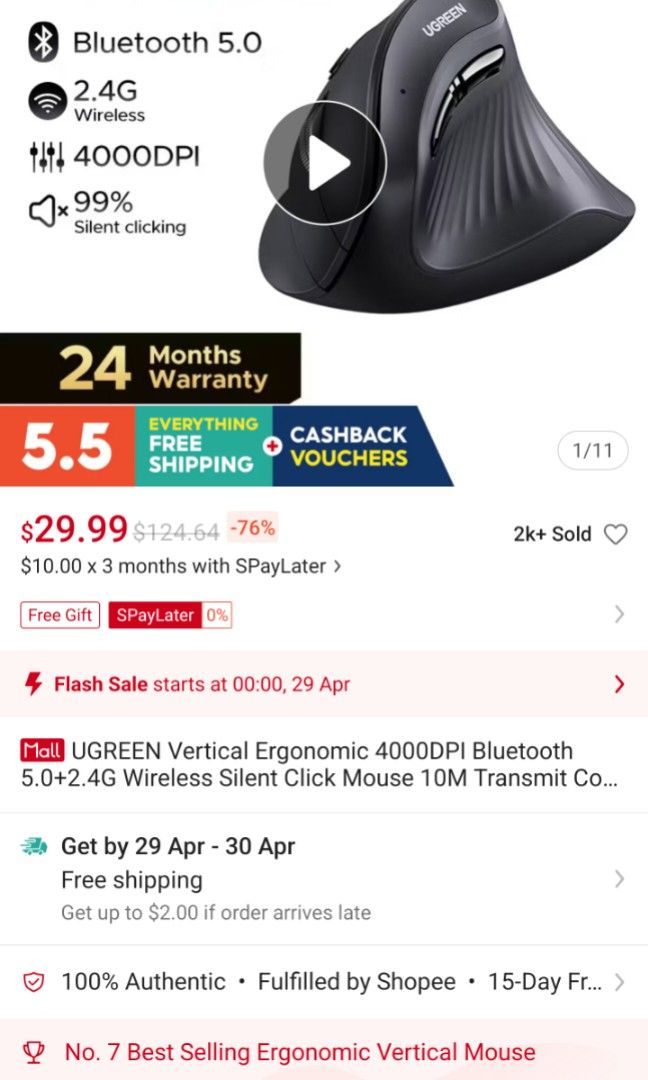 Ugreen multi-mode vertical mouse439551705282652161