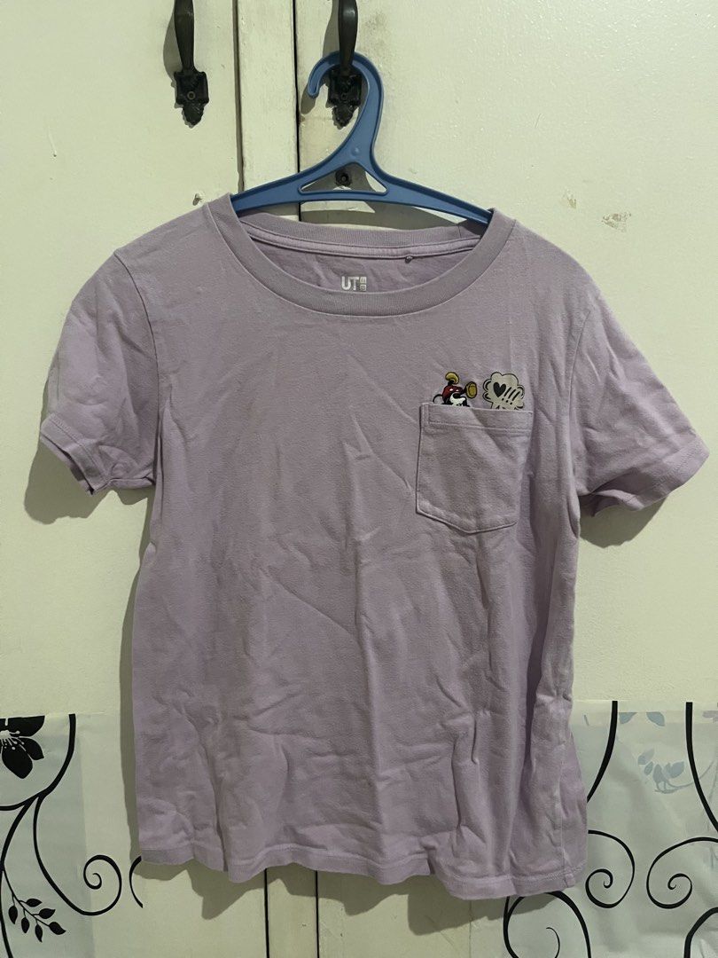 Uniqlo Disney Pocket Tee Purple (Category: Shirts) located in Manila. Submitted by thelineshopp (Listing ID 1434960132, Image 1). Description: - Uniqlo T-shirt with Disney design - Lavender color - Crew neck - Size: M - Made in China.