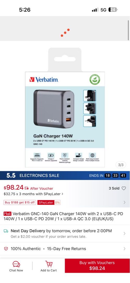Verbatim GNC-140 GaN Charger 140W