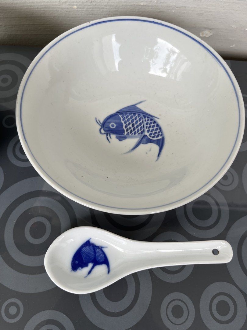 Vintage Blue and White Fish Bowl Set439500868546744321