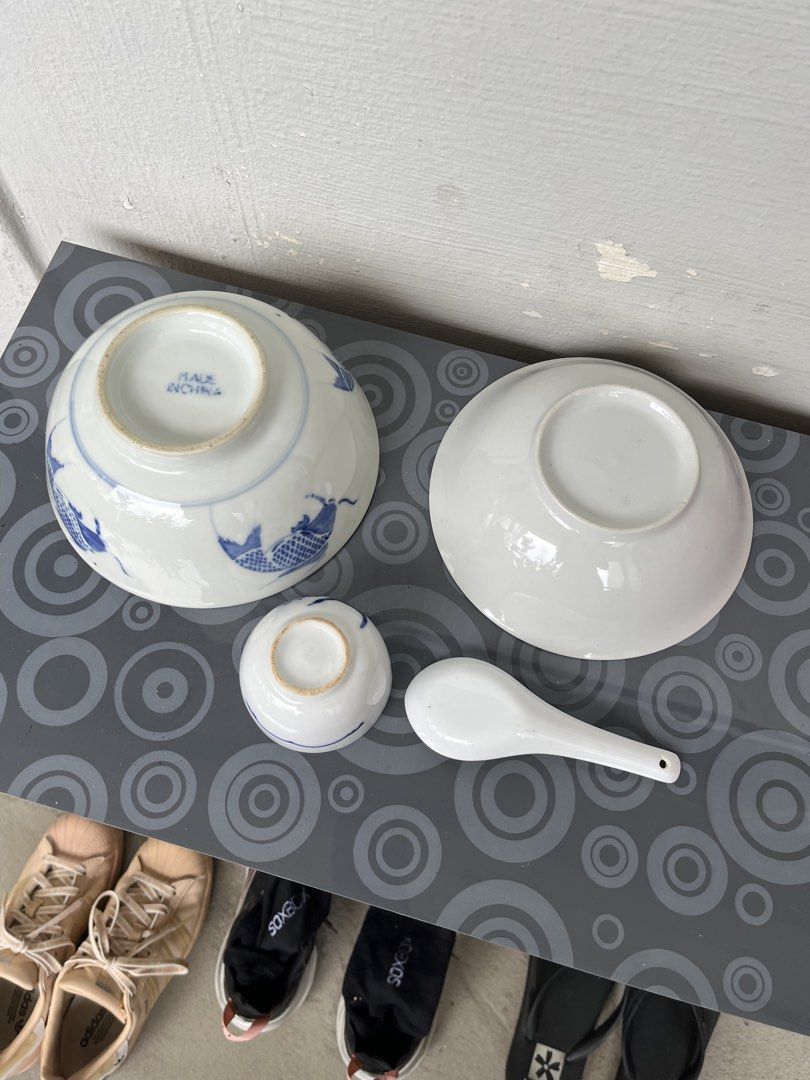 Vintage Blue and White Fish Bowl Set439500868546744324