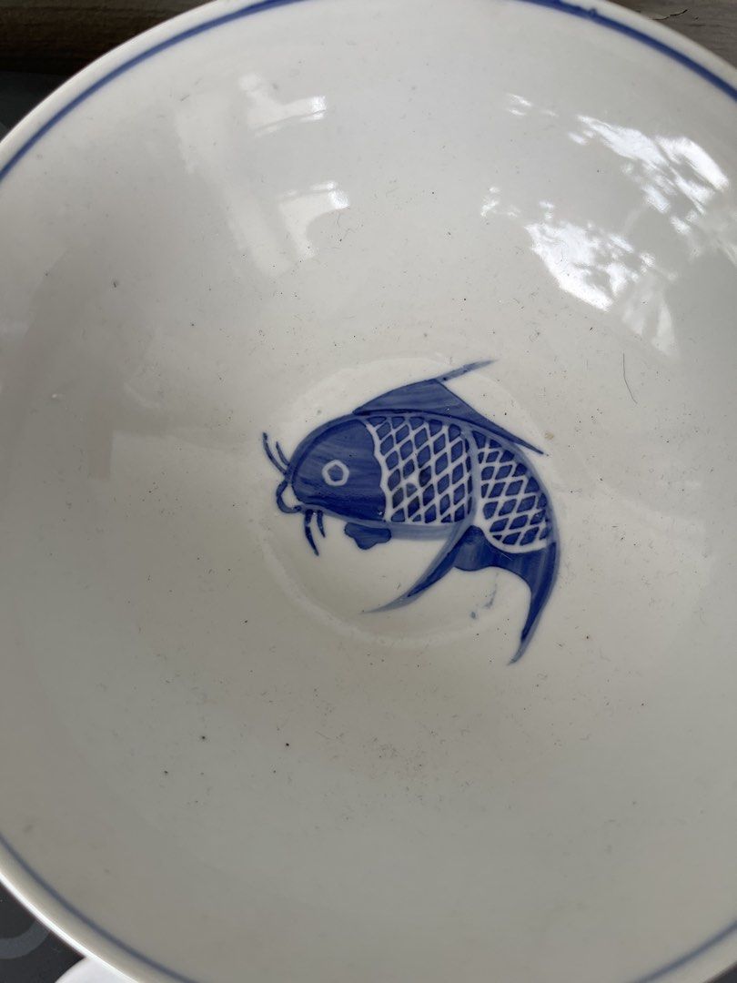 Vintage Blue and White Fish Bowl Set439500868546744326
