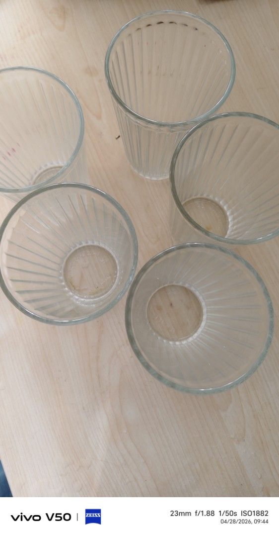 Vintage Ribbed Glass Tumblers - Set of 6