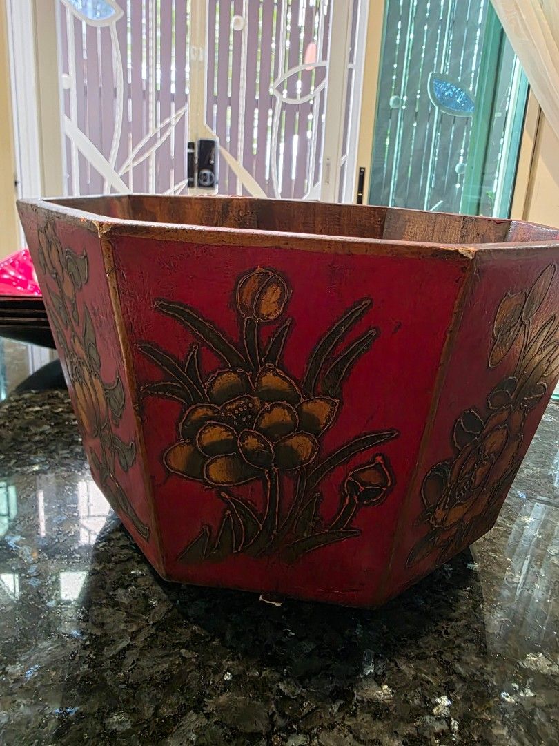 Vintage Wooden 8-sided Planter