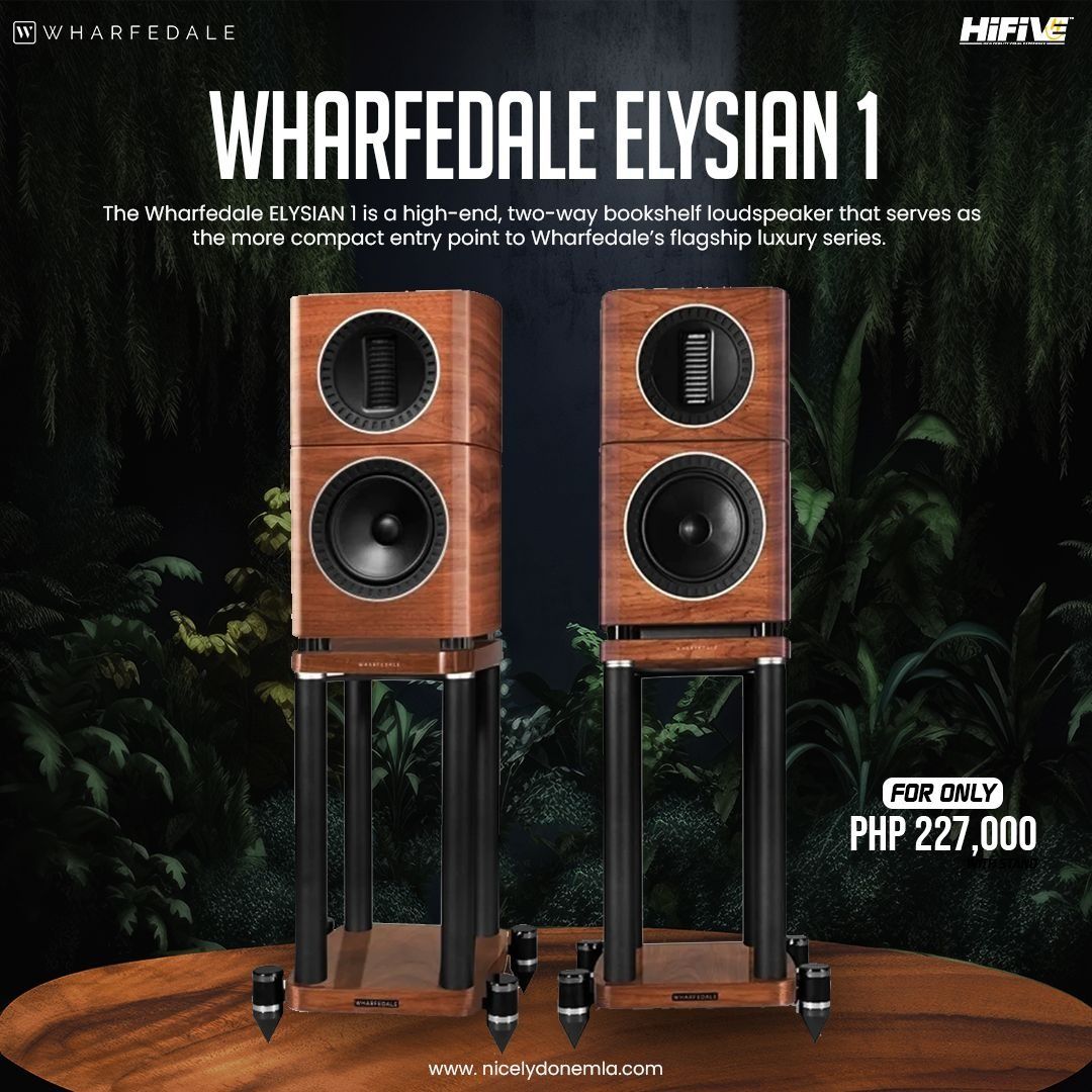 WHARFEDALE ELYSIAN 1 (Category: Soundbars, Speakers & Amplifiers) located in Quezon City. Submitted by hifivebynicelydone (Listing ID 1434900456, Image 1). Description: Step into high-end audio with the Wharfedale Elysian 1 🎶 A refined 2-way bookshelf speaker that delivers clean detail, balanced sound, and premium build—perfect as your entry into the Elysian series. ✨ Small footprint, serious sound. 👌 🎧 Want to hear the difference? Message us 