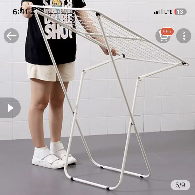 White Foldable Clothes Drying Rack - New439490498790707202