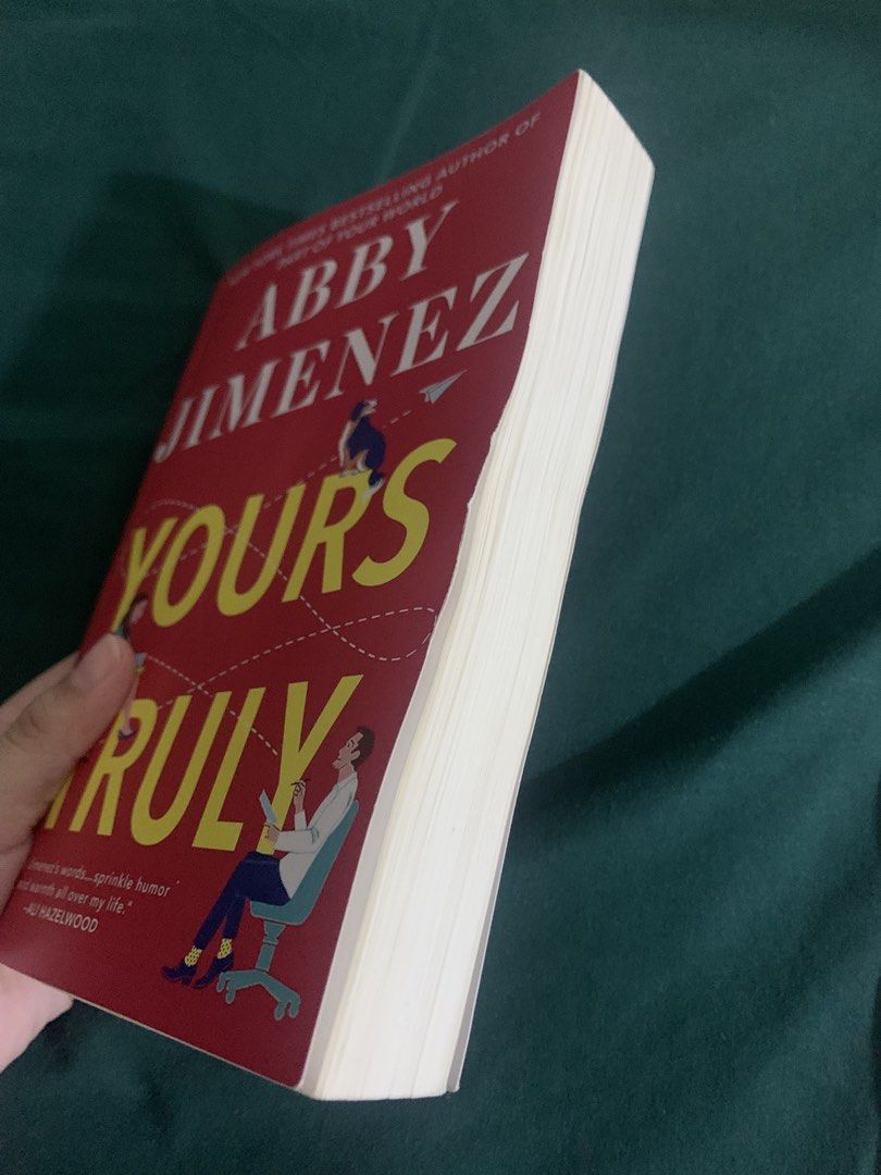 Yours Truly by Abby Jimenez (reprinted) (Category: Storybooks) located in Manila. Submitted by seokwoo (Listing ID 1434921854, Image 2). Description: It has a minimal flaw but the condition is still good and readable, and also Jacob Maddox is worth to read kaya bilhin niyo na hehe 🫶🏻 💵 Mop: gcash or bank transfer 📦Mod: j&t .