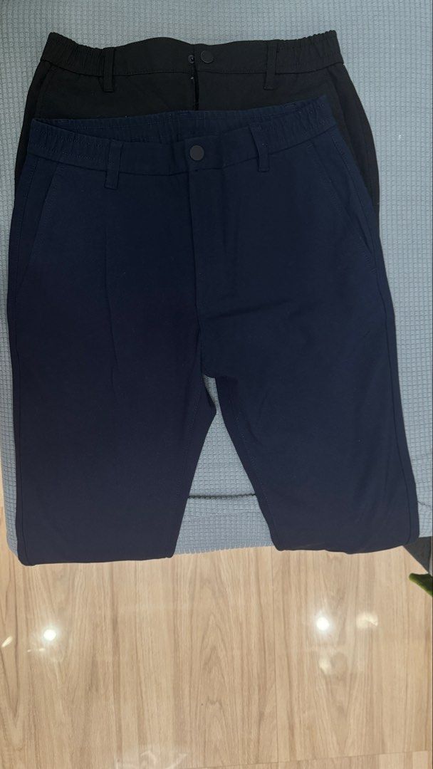 Zara Navy Blue and Black Pants (Category: Jeans) located in Bulacan. Submitted by jemorph (Listing ID 1434897266, Image 2). Description: - Zara pants (navy blue and black) - Size: S - Features: - Button closure - Pockets - Elastic waistband - Navy blue: Made in Bangladesh - Black: Made in Turkey.