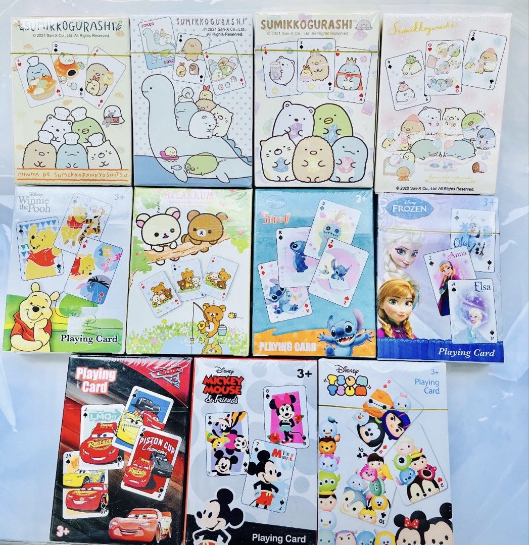 最後幾盒 ‼️現貨🃏 啤牌 正版 迪士尼 卡通公仔 角落生物 / 鬆弛熊 懶懶熊 / 反斗奇兵 / 史迪仔 / 魔雪奇緣 / 米奇米妮 / 反斗車王 啤牌 撲克 卡牌遊戲 DISNEY PIXAR POKER TOYS STORY / CARS / FROZEN ELSA ANNA / STITCH CARD GAME SANRIO （分類：桌遊及拼圖）位於 Hong Kong。 由 swroom 提交（商品編號 1435099415，圖片 2）。簡介： 🚚 🎁 只限郵寄運送 🎁 ▫️▫️商品詳情▫️▫️ 💝$55盒 ，$100 兩盒 ( 全新未開封 ) ❣️ 節日銷情迅速請早訂購售完即止❣️ 🛍更多最新禮品玩具 follow us ： carousell.com/swroom ▫️▫️購買付款詳情 ▫️▫️ 📥 請 INBOX PM下單購買須提供以下資料 ： 1. 選擇付款方式 : PAYME / FPS / ALIPAYHK 2. 選擇郵寄方式： 📮 $7 up 本地