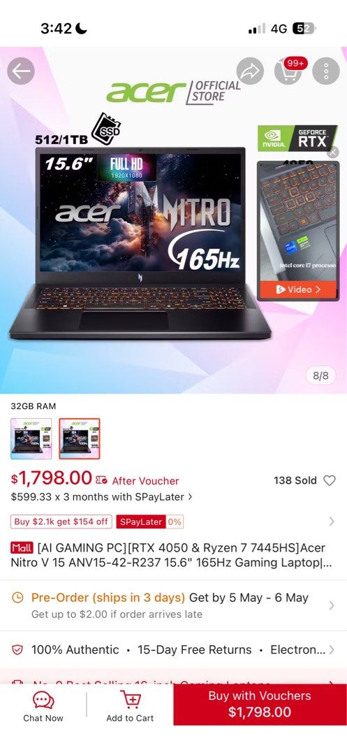 Acer Nitro V 15 ANV15-42-R237 plus upgrades