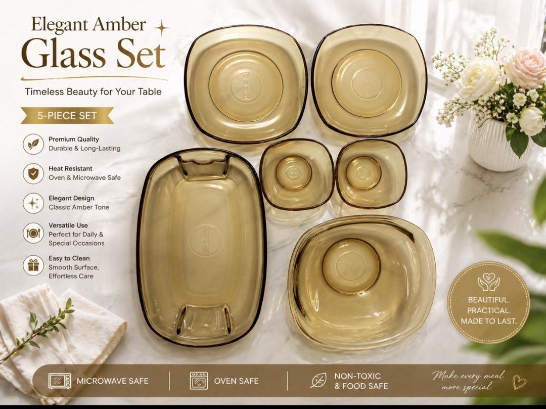 Amber Glass Bakeware Set - 6 Piece440411948843673600