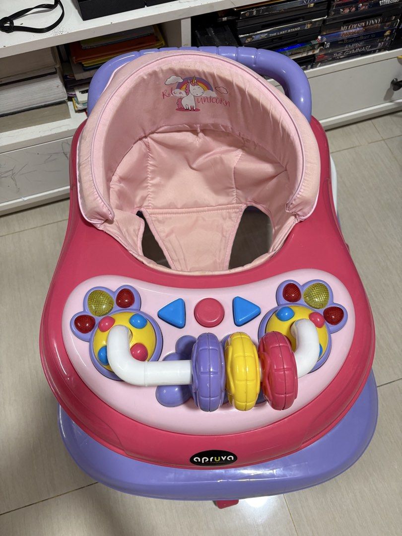 Apruva Baby Walker (Category: Infant Playtime) located in Manila. Submitted by castro19965780 (Listing ID 1435168578, Image 2). Description: Selling my baby’s preloved apruva walker. Parang wala pang 1 month nagamit kasi nakapag lakad sya agad. Walang gasgas kahit sa gulong. Tumutunog. May kaunting dumi lang sa fabric ng upuan pero pwede naman labahan. Pwede din gawing rocker bukod sa walker..