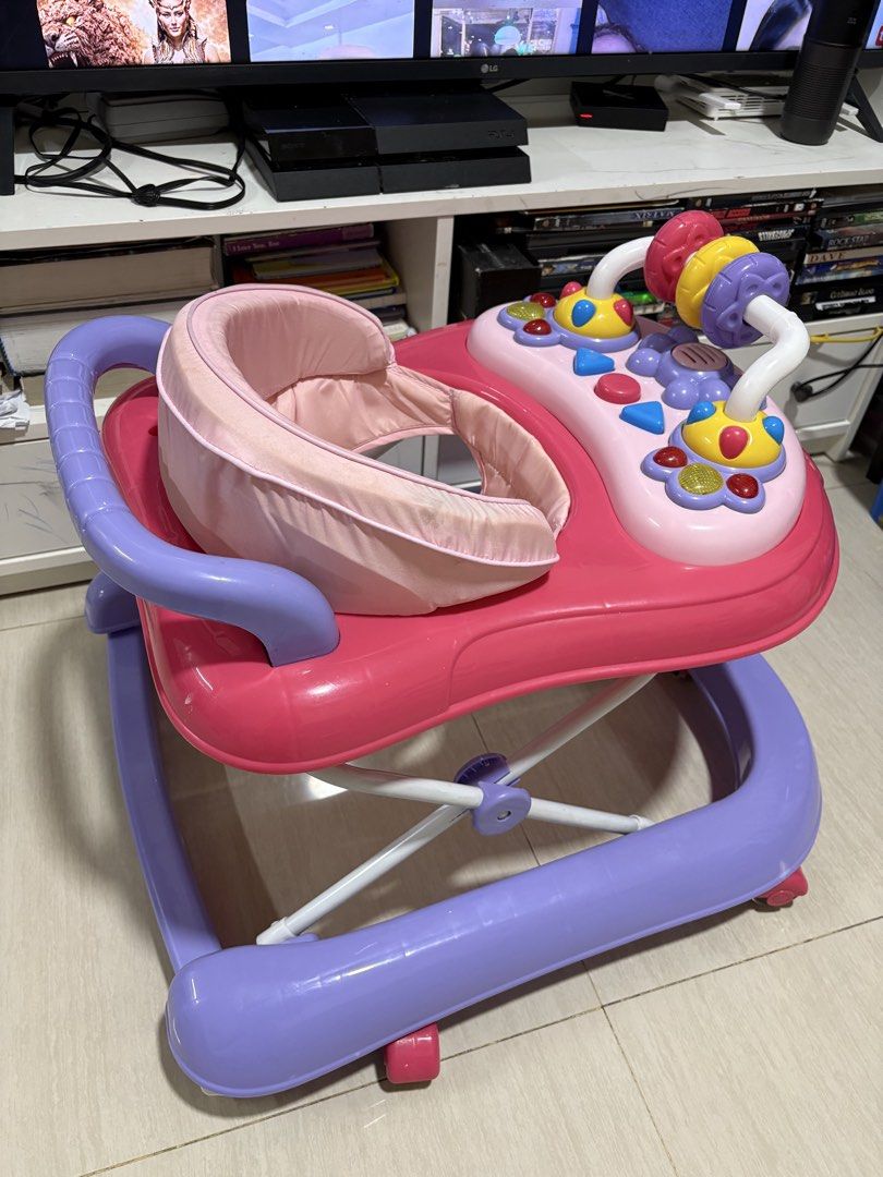 Apruva Baby Walker (Category: Infant Playtime) located in Manila. Submitted by castro19965780 (Listing ID 1435168578, Image 3). Description: Selling my baby’s preloved apruva walker. Parang wala pang 1 month nagamit kasi nakapag lakad sya agad. Walang gasgas kahit sa gulong. Tumutunog. May kaunting dumi lang sa fabric ng upuan pero pwede naman labahan. Pwede din gawing rocker bukod sa walker..