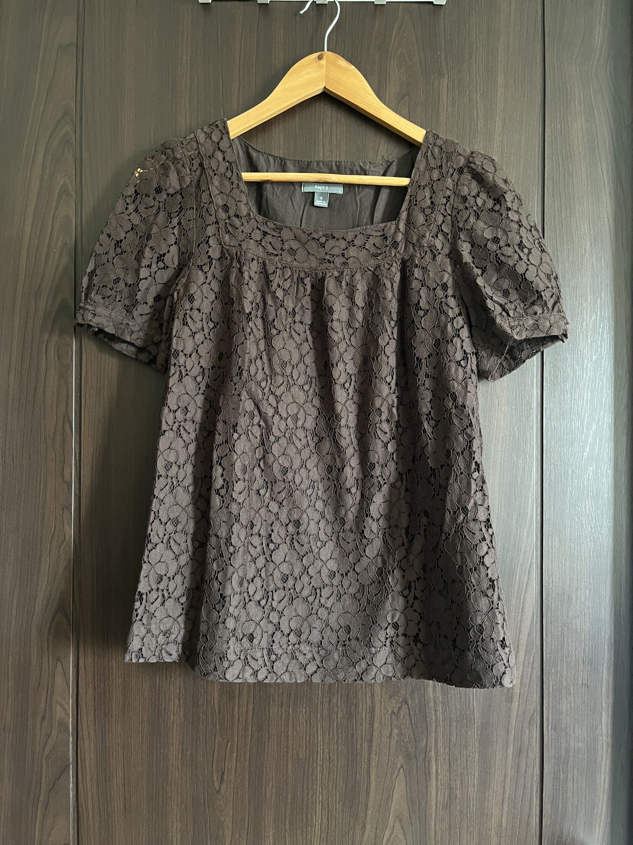 Apt 8 lace blouse w/ lining (Category: Blouses) located in Manila. Submitted by mentone (Listing ID 1435079587, Image 1). Description: Small in tag Chest 18”| Length 24” Payment BDO or GCash.