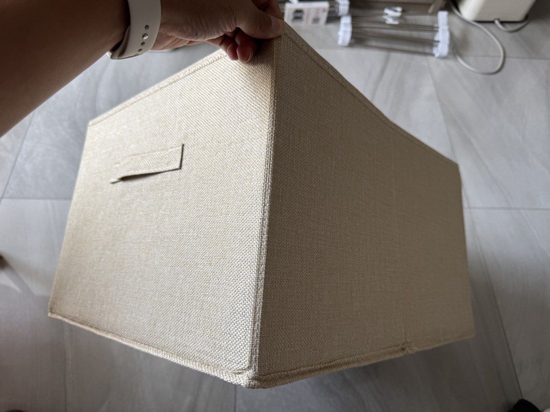 Beige Fabric Storage Box with Handles440274429139363841