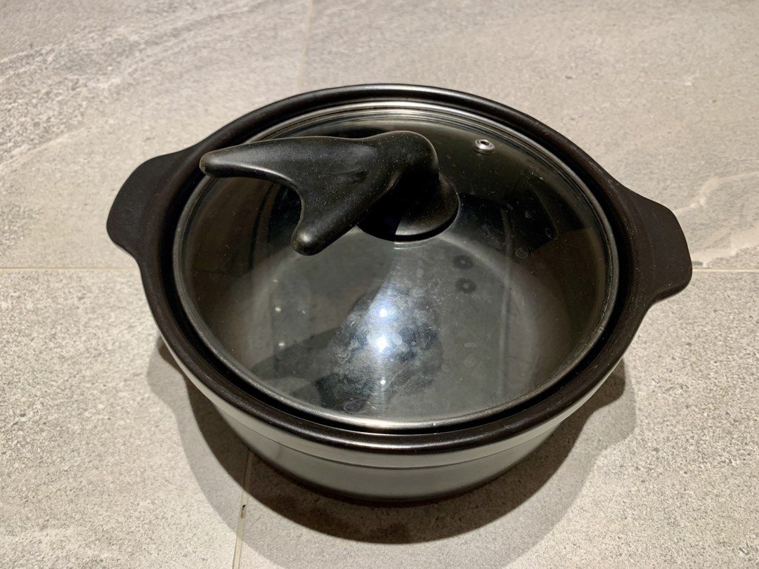 Black Ceramic Pot with Glass Lid440528080292423680