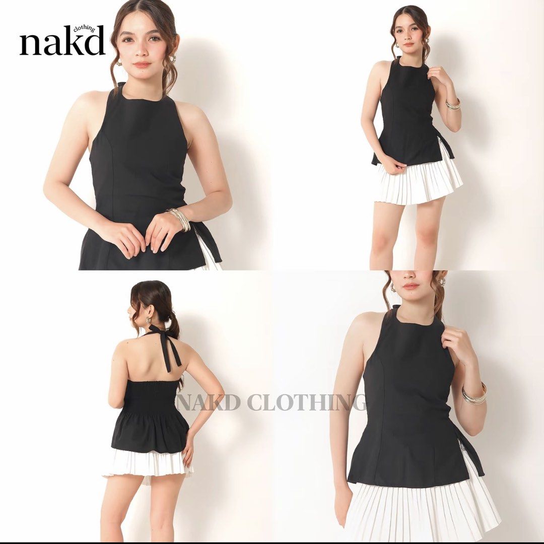Black Linen Halter Backless Smocking Casual Elegant Top (Category: Others Tops) located in Mandaluyong City. Submitted by nictrinilla (Listing ID 1435114028, Image 1). Description: Unused | S-M.