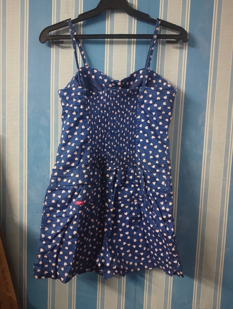 Candie's Heart Print Romper - Size S (Category: Rompers) located in Quezon City. Submitted by Ajcee (Listing ID 1435124554, Image 2). Description: - preloved Candie's romper - Adorable blue heart print - Adjustable straps - Button-down front - Comfortable smocked back panel - Small pocket with Candie's logo - Size: S needs cleaning stored in closet RFS:decluttering Gcash mode of payment sf shouldered by the buyer NO COD NO MEET UPS actual picture
