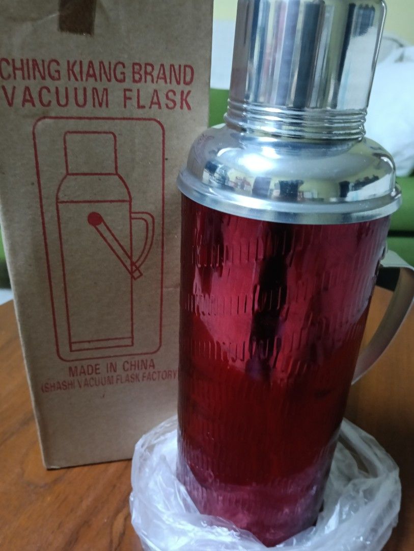 Vintage Hot Water Vacuum Flask - Red