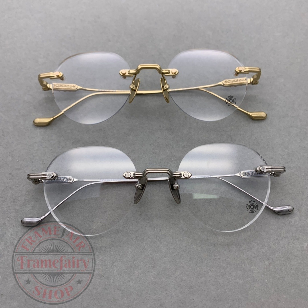 Chrome Hearts Rimless Business Myopia Glasses Frame Daily Comfortable ...